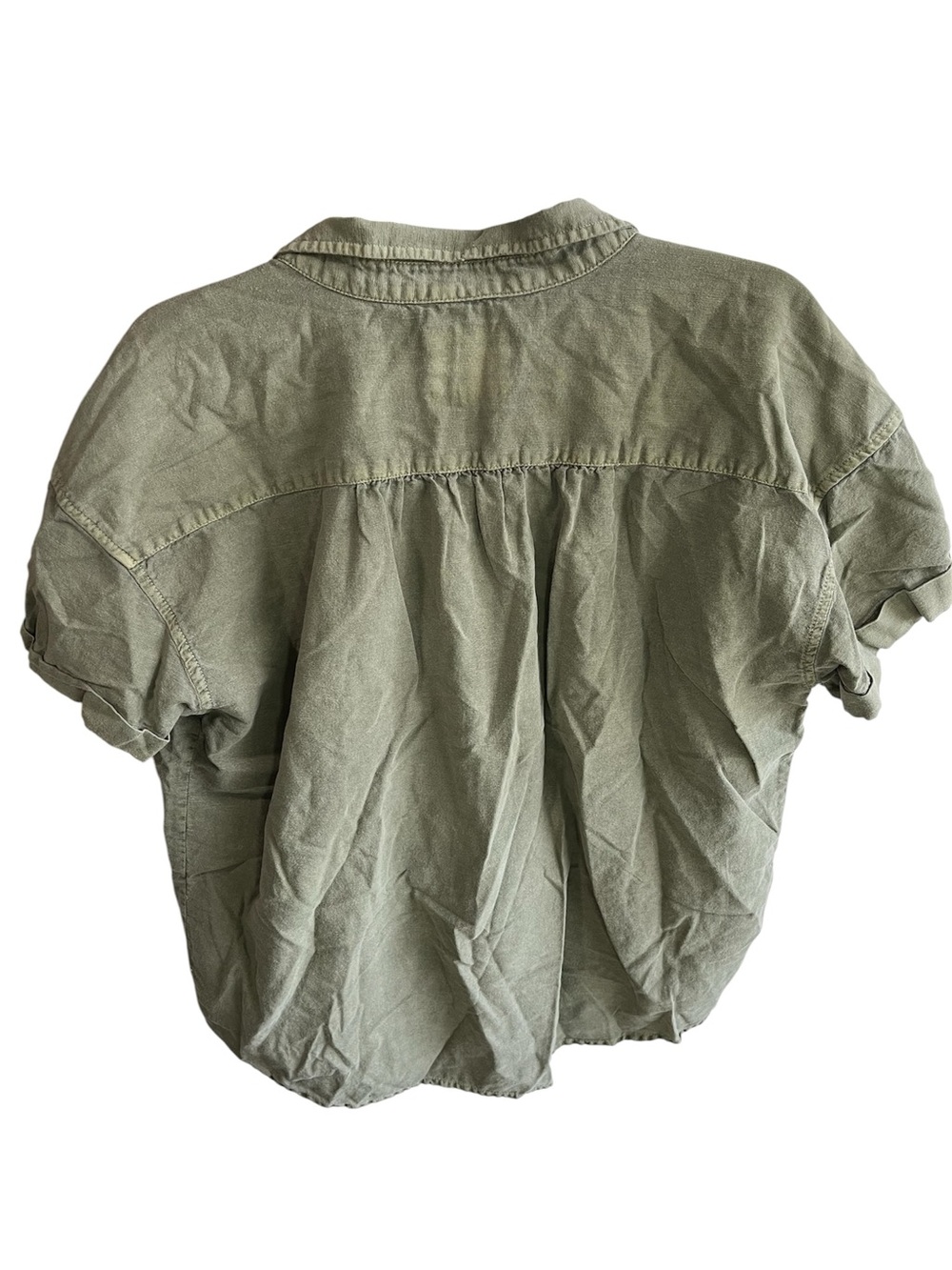Lucky Brand Lot of 2 Blouses Tops Dark Grey Baby Doll Olive Button Up Large - Picture 8 of 10